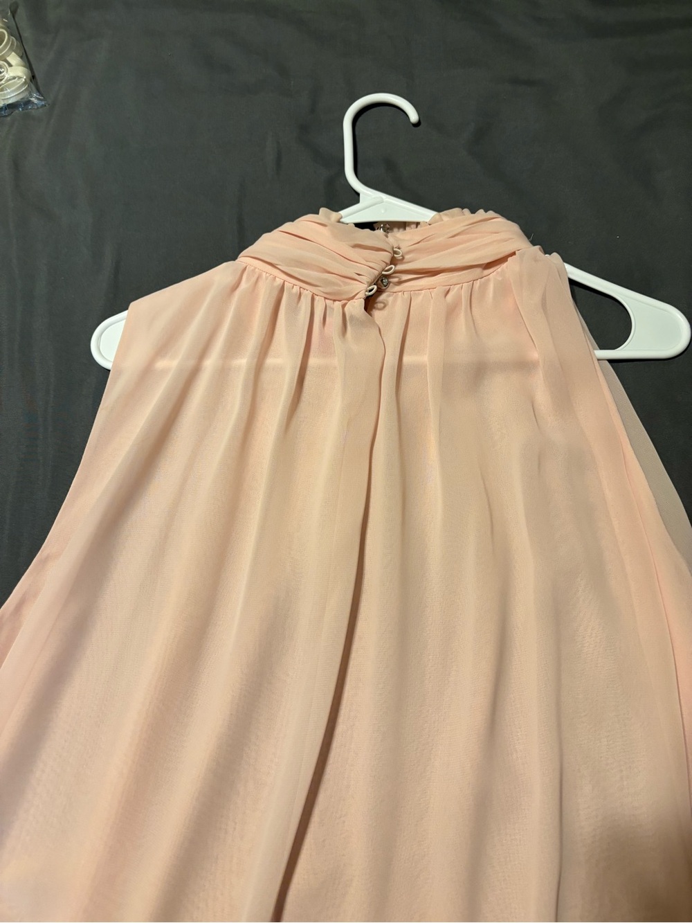 Vince Camuto Pale Pink Ruffled Neck Chiffon Top - Picture 3 of 4